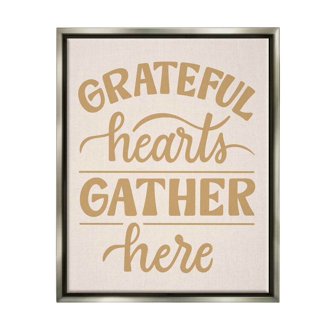 Stupell Industries Grateful Hearts Gather Here Phrase Framed Floater Canvas Wall Art